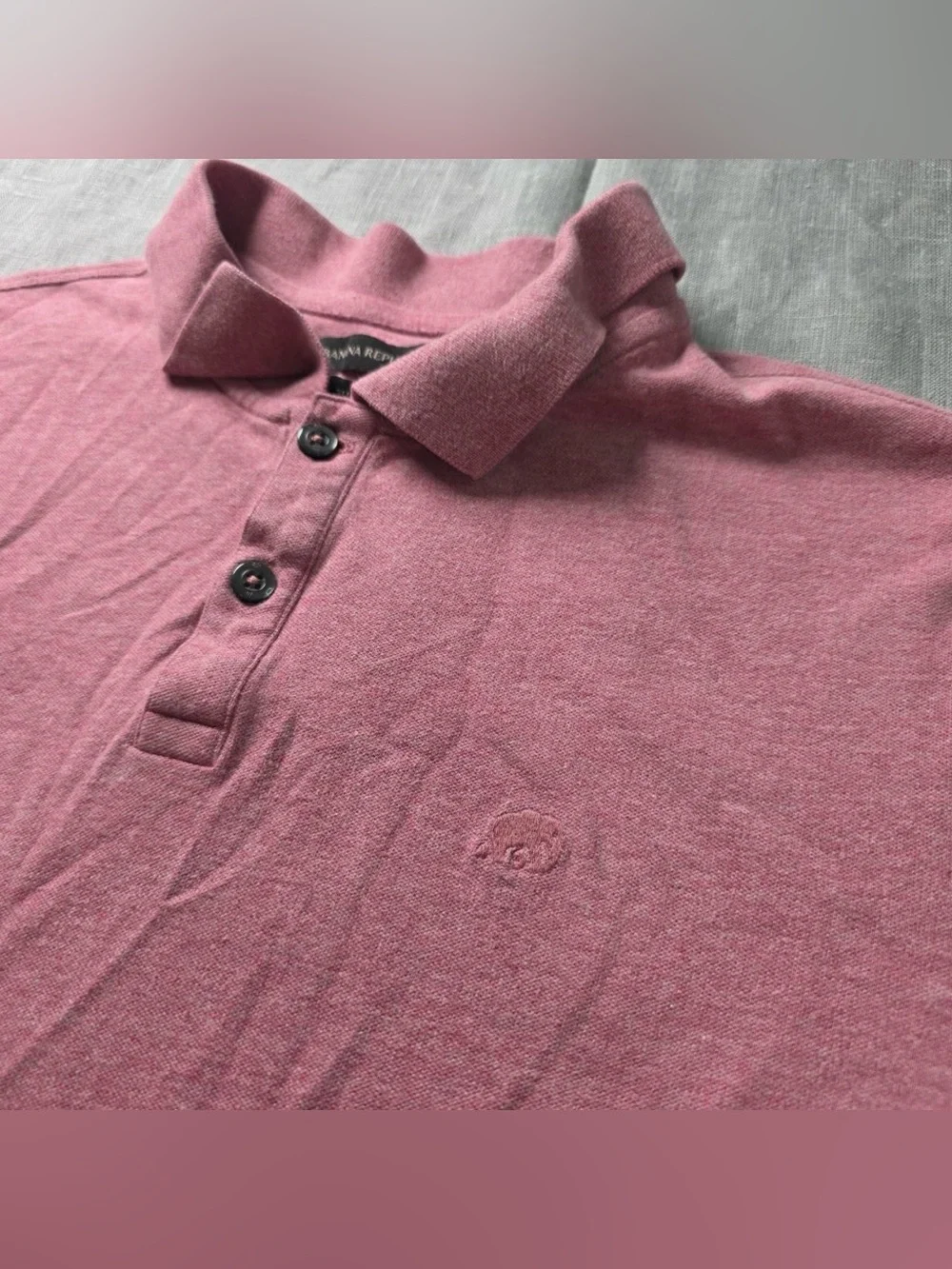 Banana Republic Men's Heather Pink Slim Fit Short Sleeve Polo Shirt - Size L